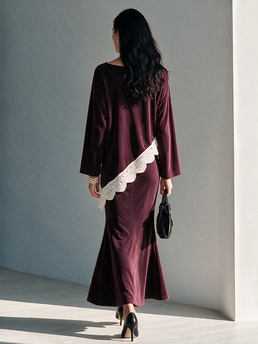 Magda | Women's Lace-Trimmed Fishtail Midi Skirt Set