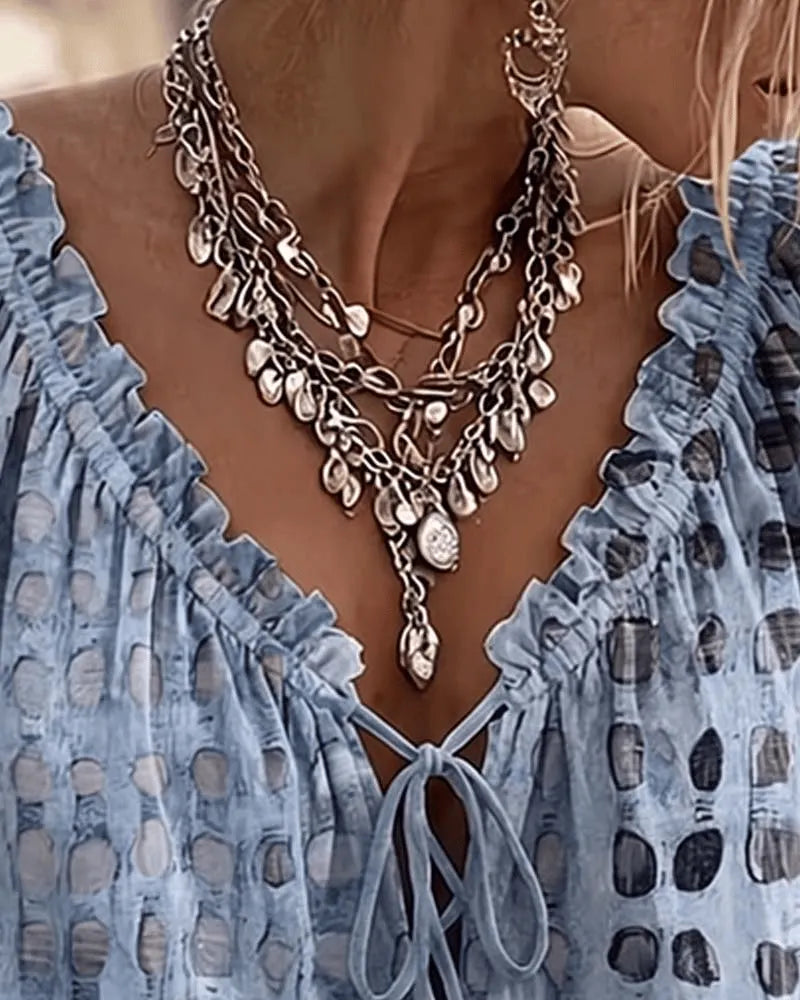 Selma | Women's Lace-Up V-Neck Blouse