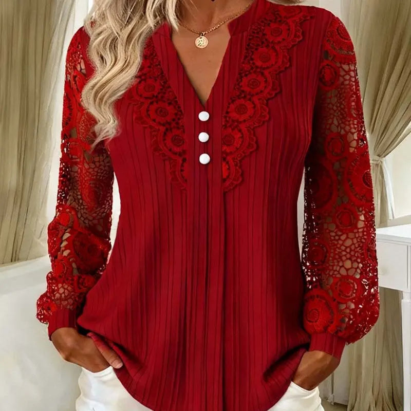 Sabine-Priscilla | Women's Lace V-Neck Blouse