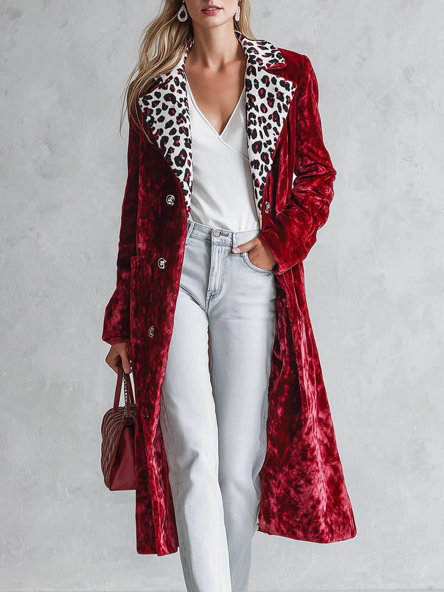 Violet-Odette | Women's Leopard-Collar Velvet Coat