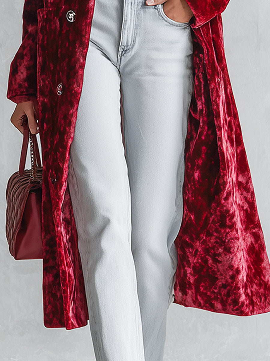 Violet-Odette | Women's Leopard-Collar Velvet Coat
