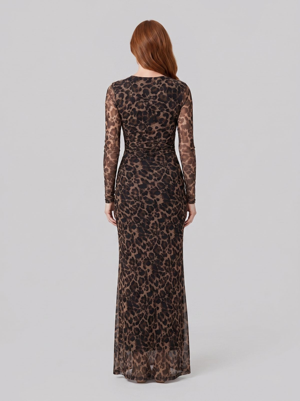Greta | Women's Leopard Print Fitted Maxi Dress