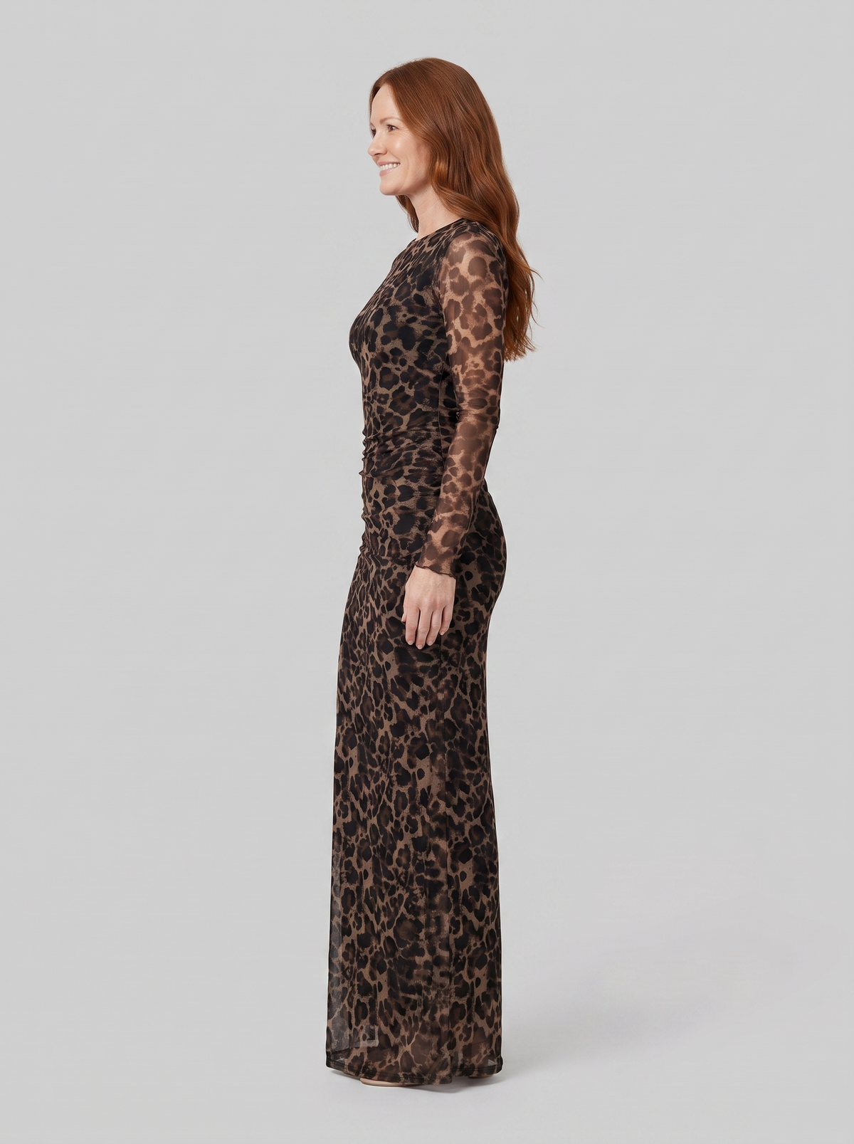 Greta | Women's Leopard Print Fitted Maxi Dress