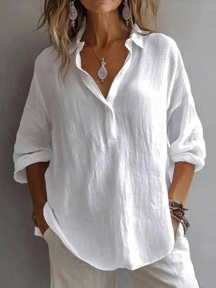 Colette-Alma | Women's Linen Long-Sleeve Button-Placket Shirt