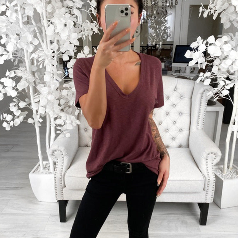 Alma-Delia | Women's Loose-Fit V-Neck Tee