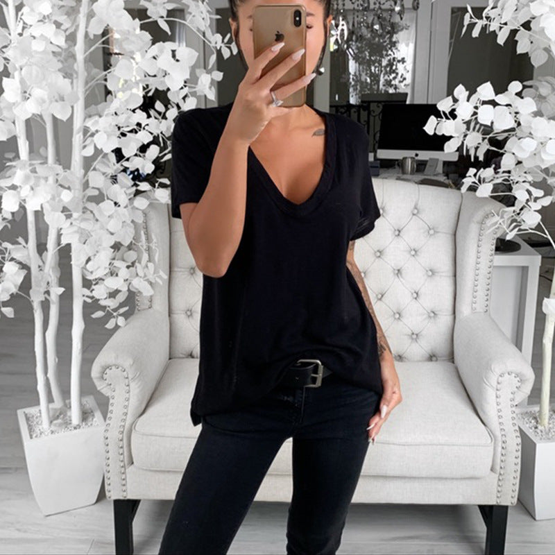 Alma-Delia | Women's Loose-Fit V-Neck Tee