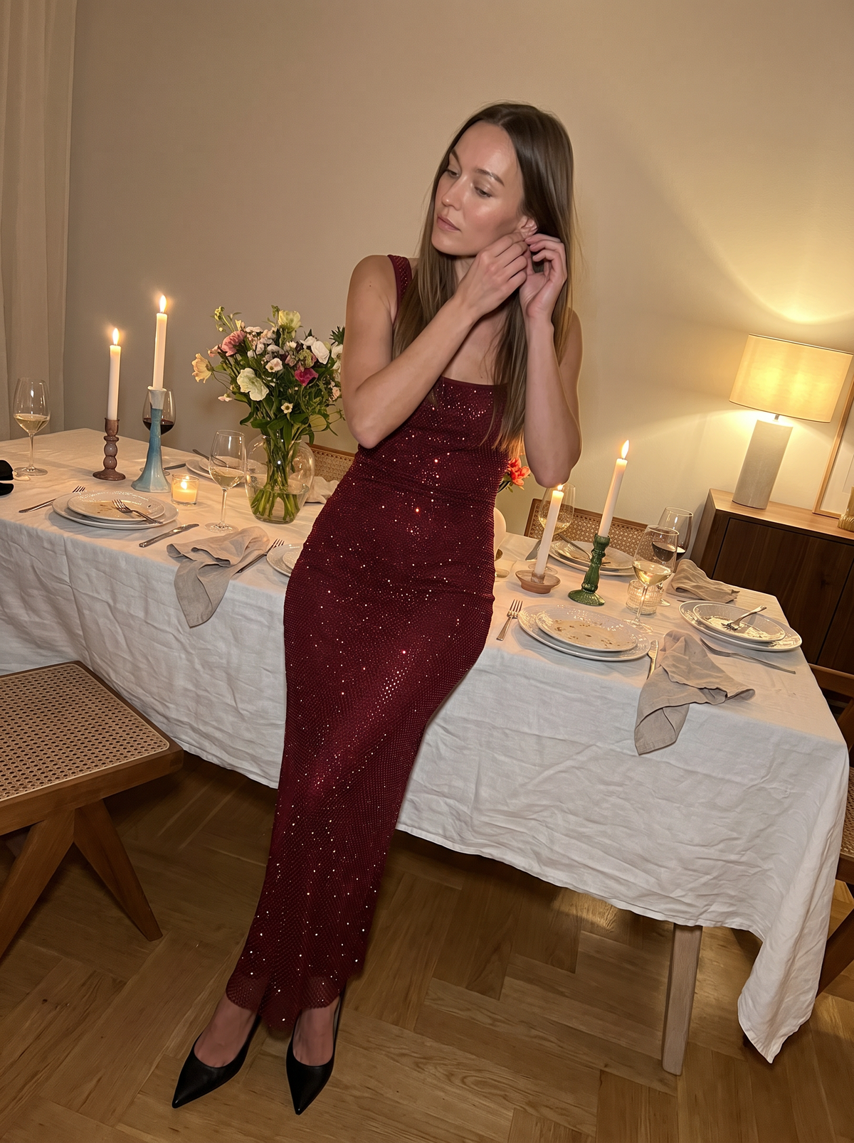 Opal | Women's Low-Back Sequin Maxi Dress