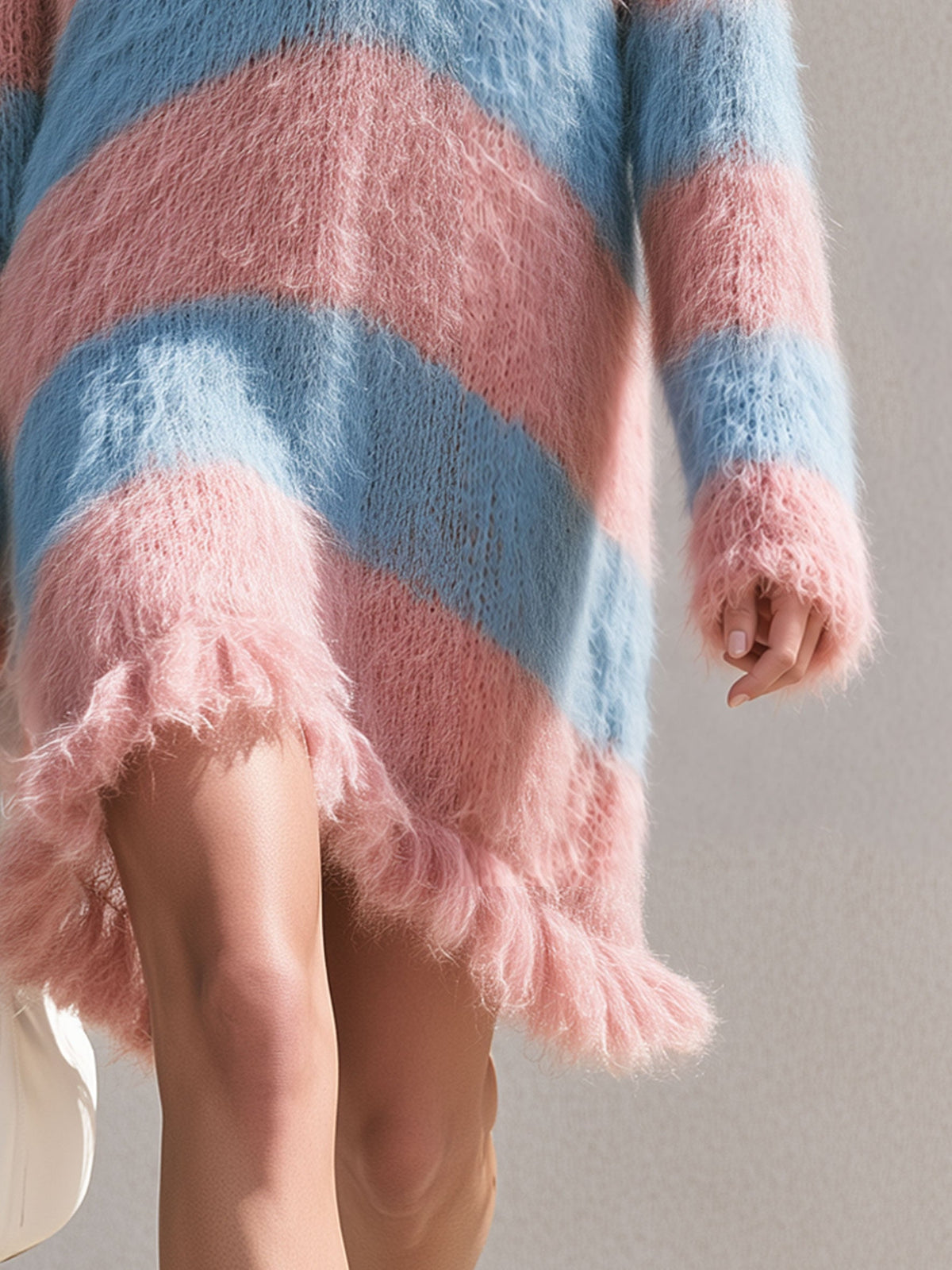 Paloma-Valerie | Women's Mohair Knit Striped Mini Dress