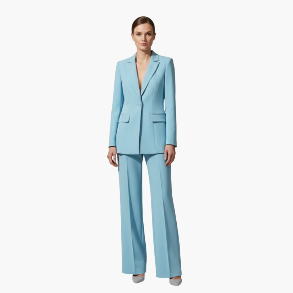 Cecile-Simone | Women's Notch-Lapel Blazer & Trouser Suit Set