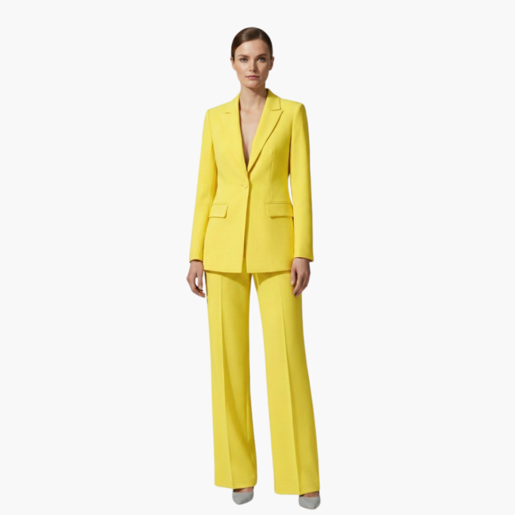 Cecile-Simone | Women's Notch-Lapel Blazer & Trouser Suit Set