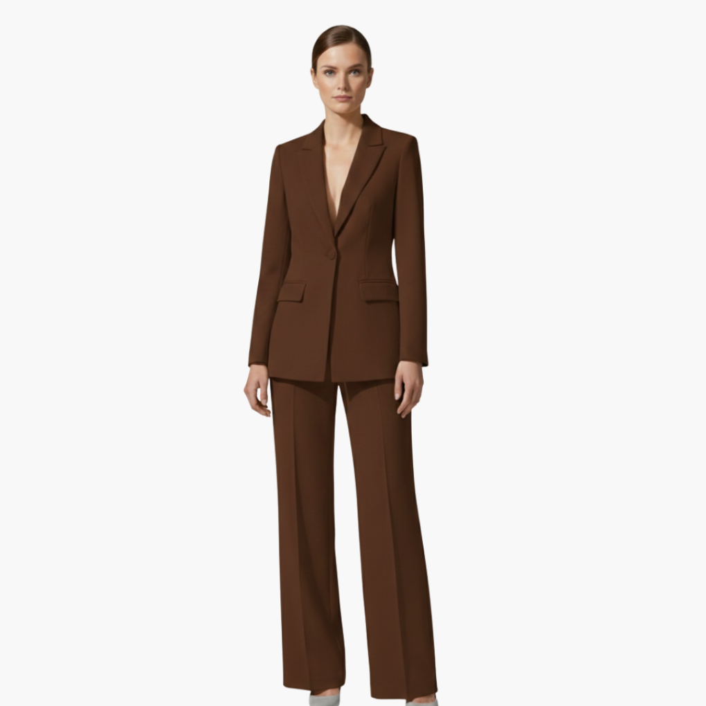 Cecile-Simone | Women's Notch-Lapel Blazer & Trouser Suit Set