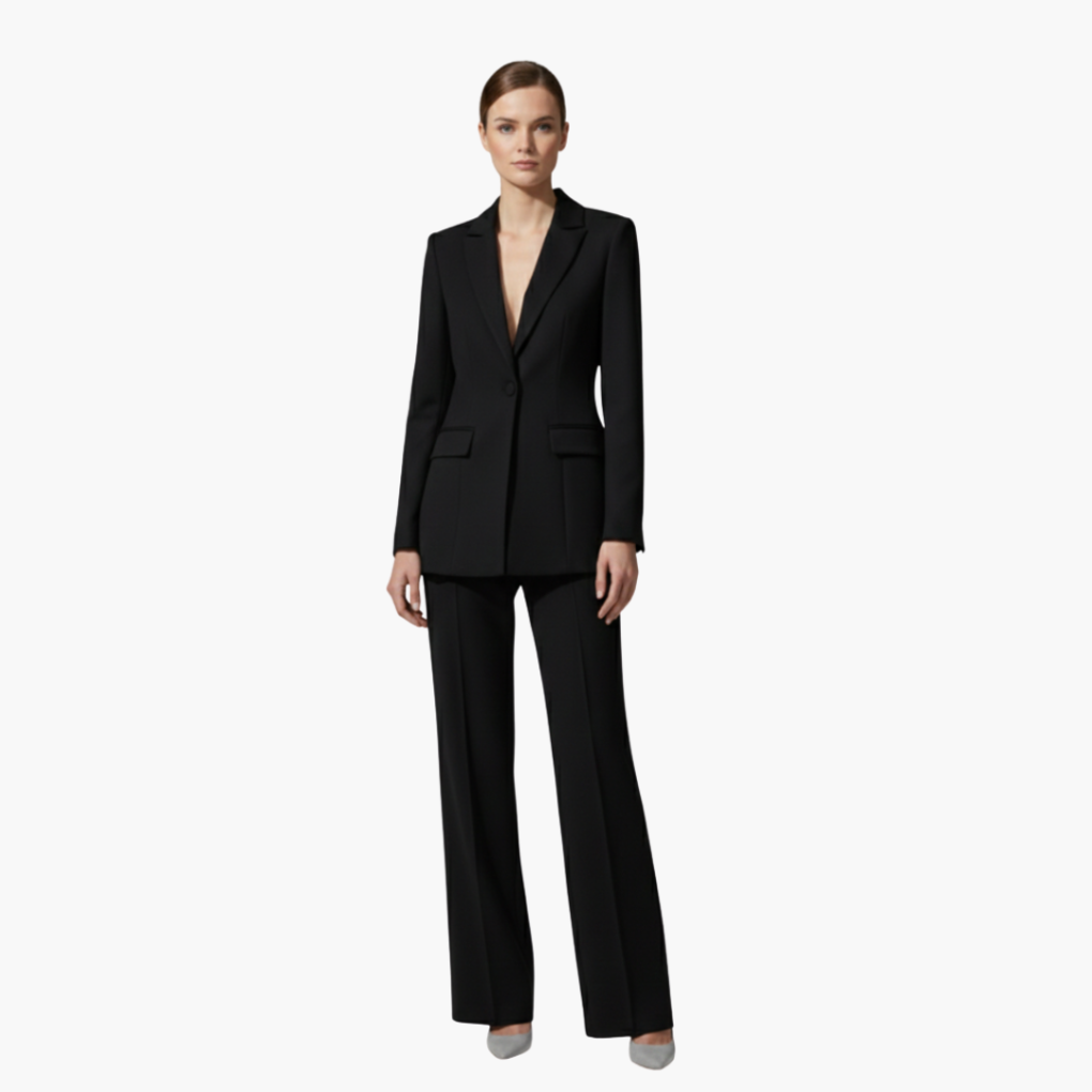 Cecile-Simone | Women's Notch-Lapel Blazer & Trouser Suit Set