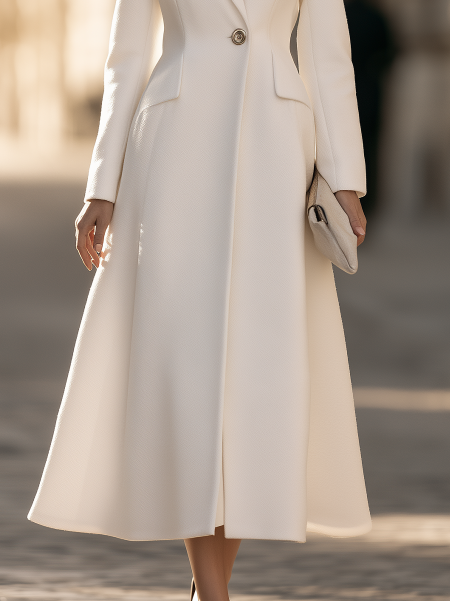 Erna | Women's Notched Lapel Fit-and-Flare Maxi Coat