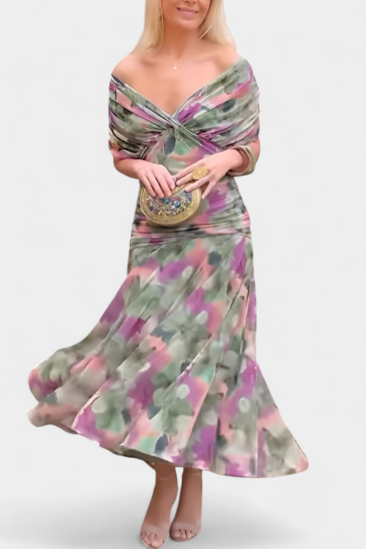 Renata | Women's Off-Shoulder Ruched Maxi Dress