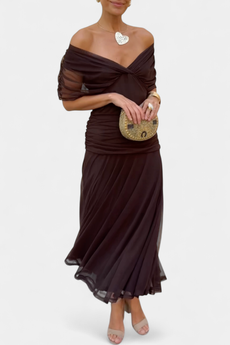 Renata | Women's Off-Shoulder Ruched Maxi Dress