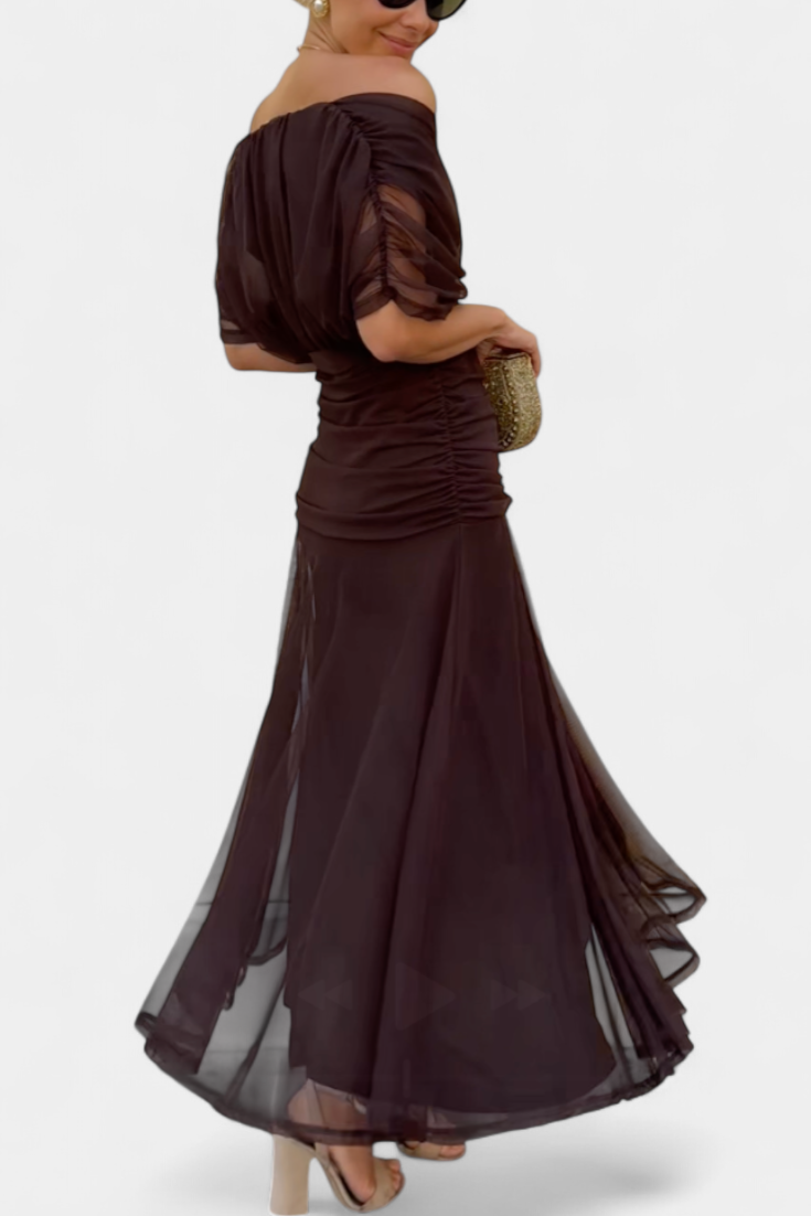 Renata | Women's Off-Shoulder Ruched Maxi Dress