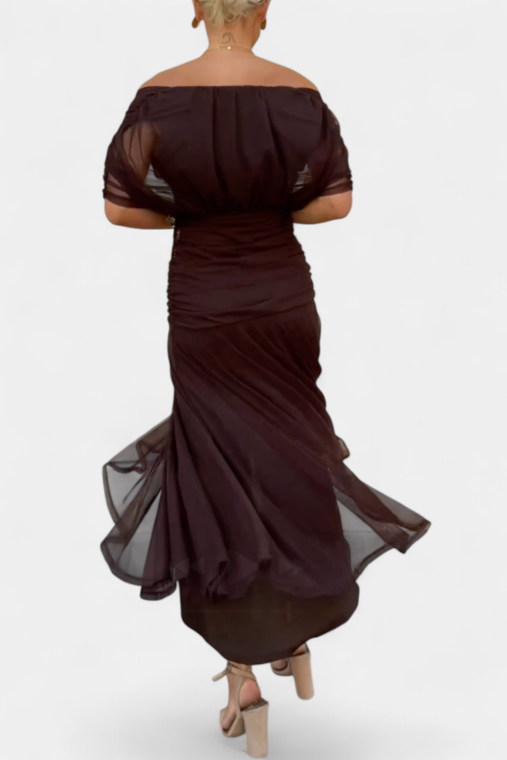 Renata | Women's Off-Shoulder Ruched Maxi Dress