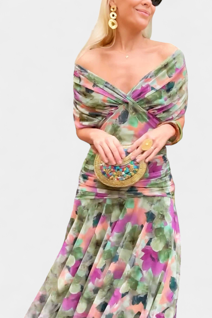 Renata | Women's Off-Shoulder Ruched Maxi Dress