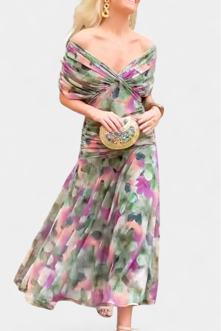 Renata | Women's Off-Shoulder Ruched Maxi Dress