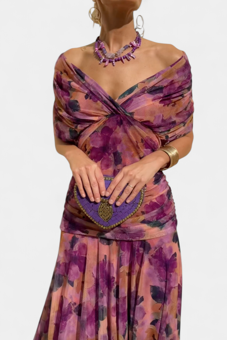 Renata | Women's Off-Shoulder Ruched Maxi Dress