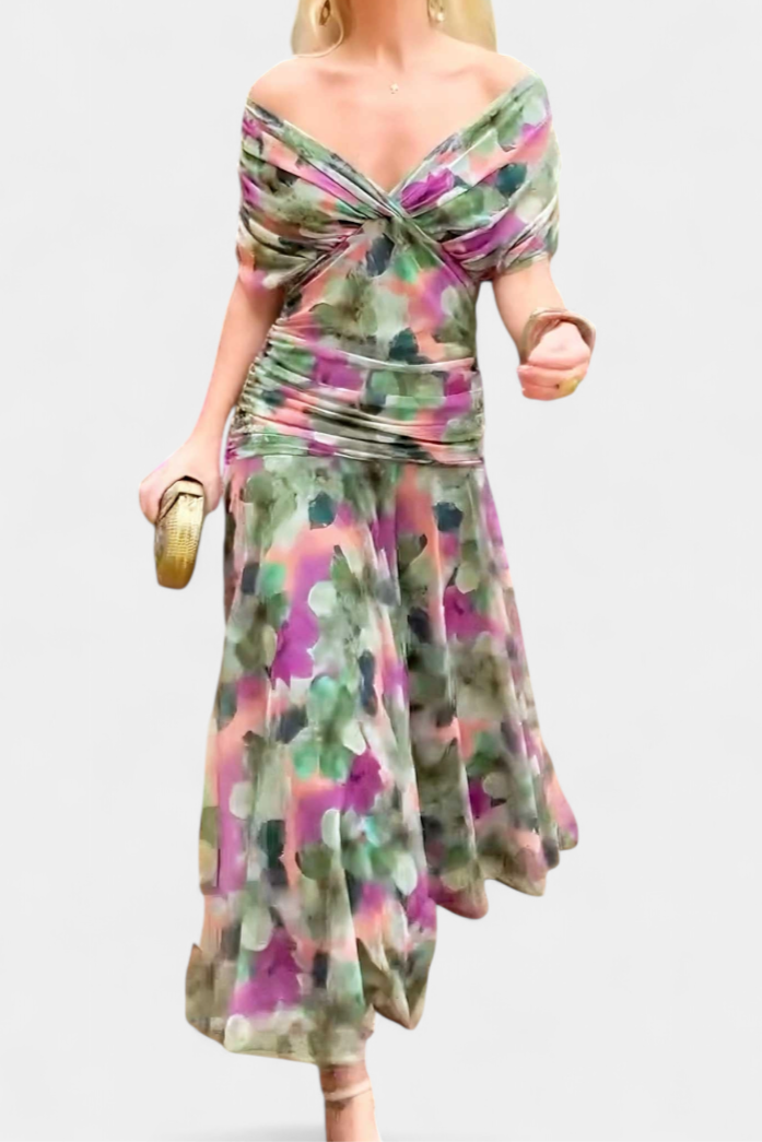 Renata | Women's Off-Shoulder Ruched Maxi Dress