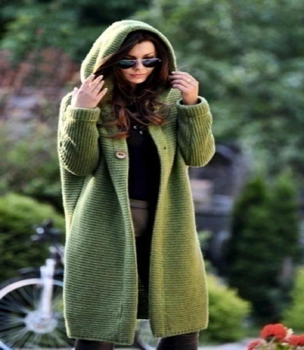 Blanche-Miriam | Women's Open-Front Long Knit Cardigan with Pockets