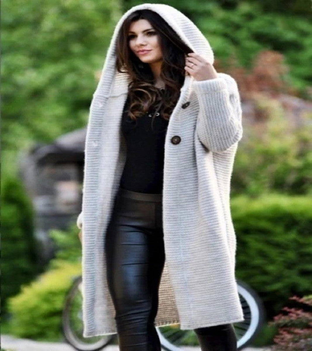Blanche-Miriam | Women's Open-Front Long Knit Cardigan with Pockets