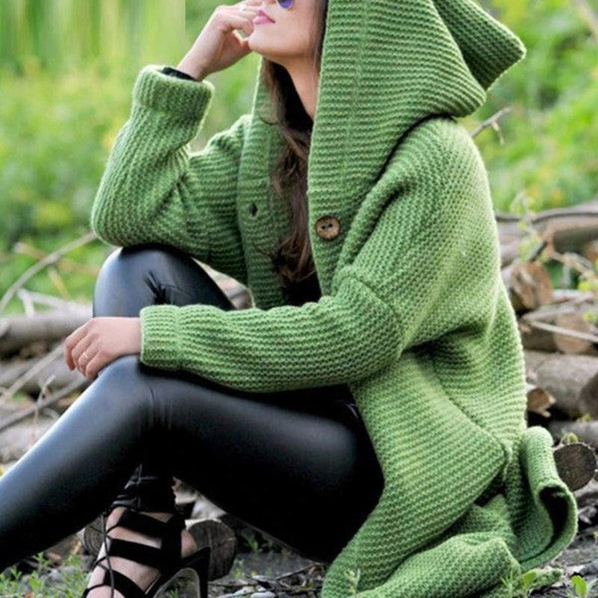 Blanche-Miriam | Women's Open-Front Long Knit Cardigan with Pockets