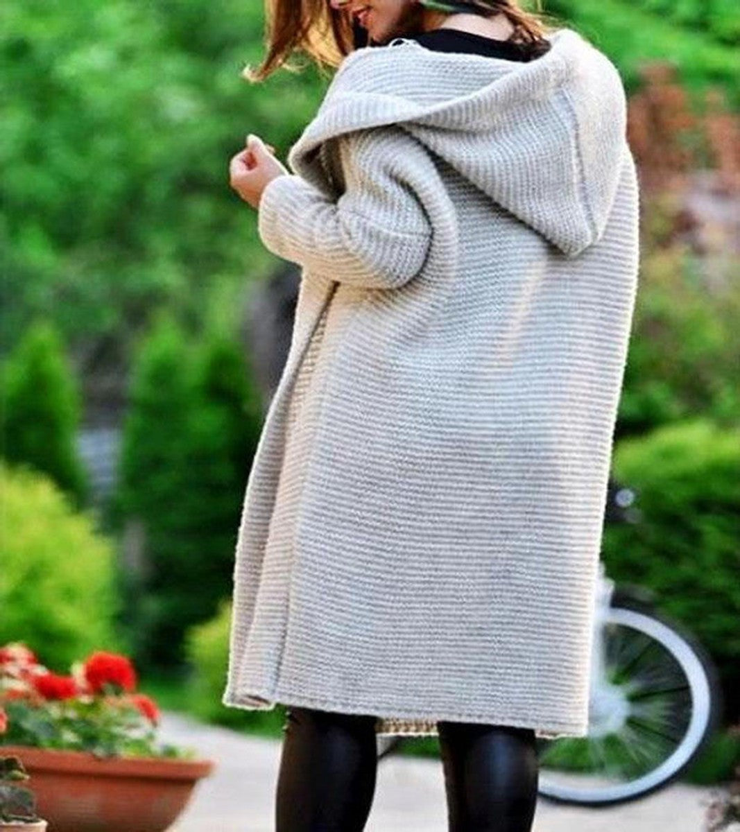 Blanche-Miriam | Women's Open-Front Long Knit Cardigan with Pockets