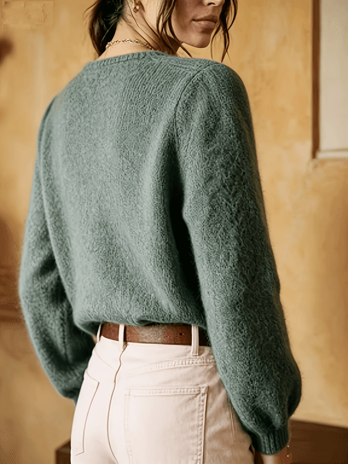 Irene-Priscilla | Women's Openwork Round-Neck Cardigan