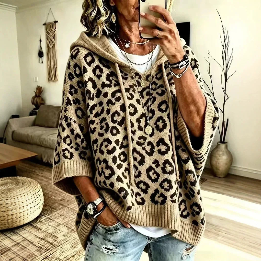Thelma | Women's Oversized Animal Print Hoodie Sweater