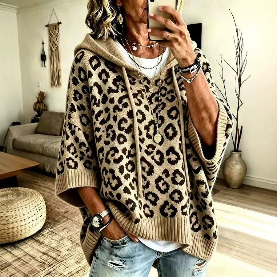 Thelma | Women's Oversized Animal Print Hoodie Sweater