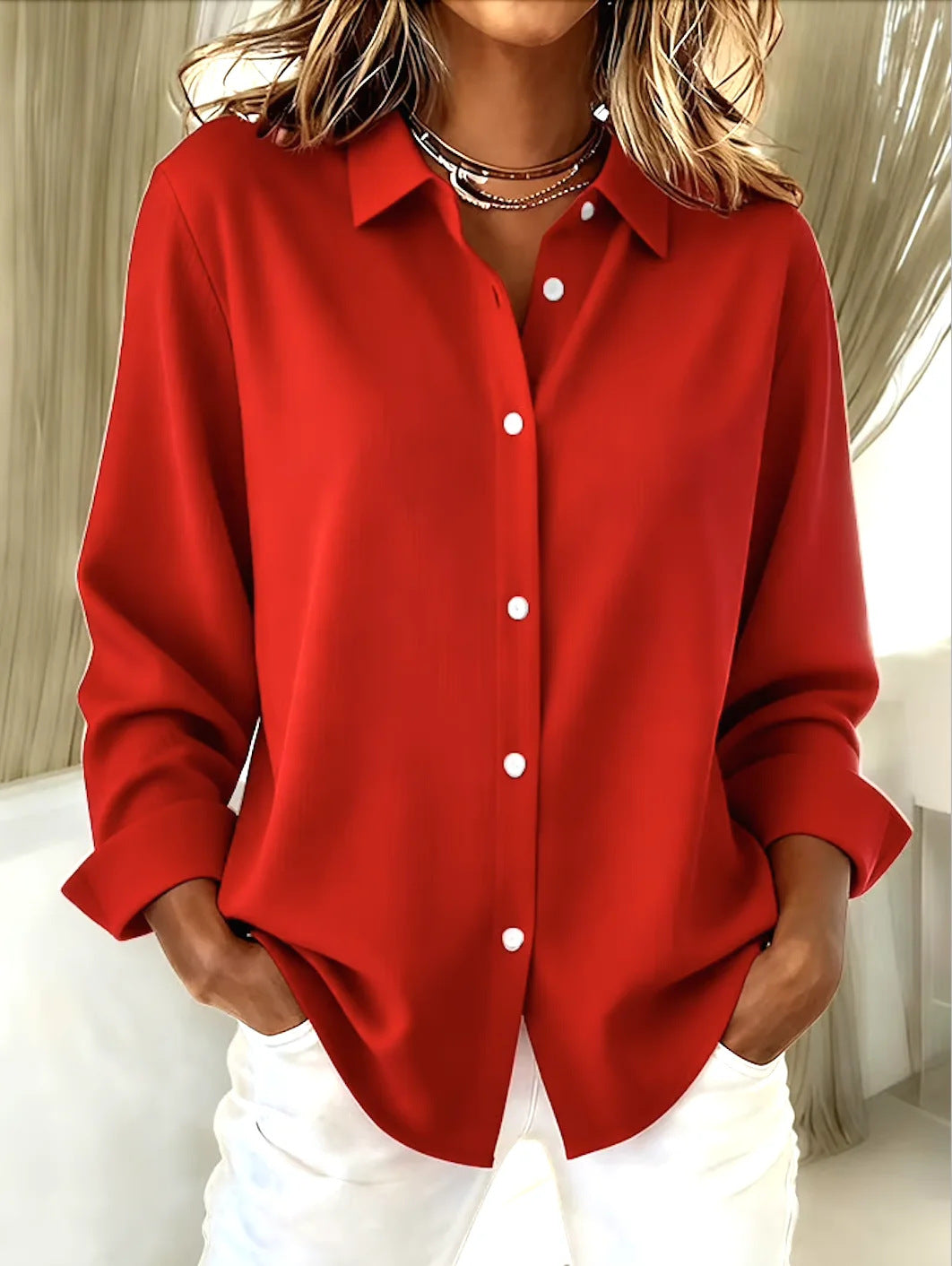 Estelle-Nella | Women's Oversized Collared Blouse