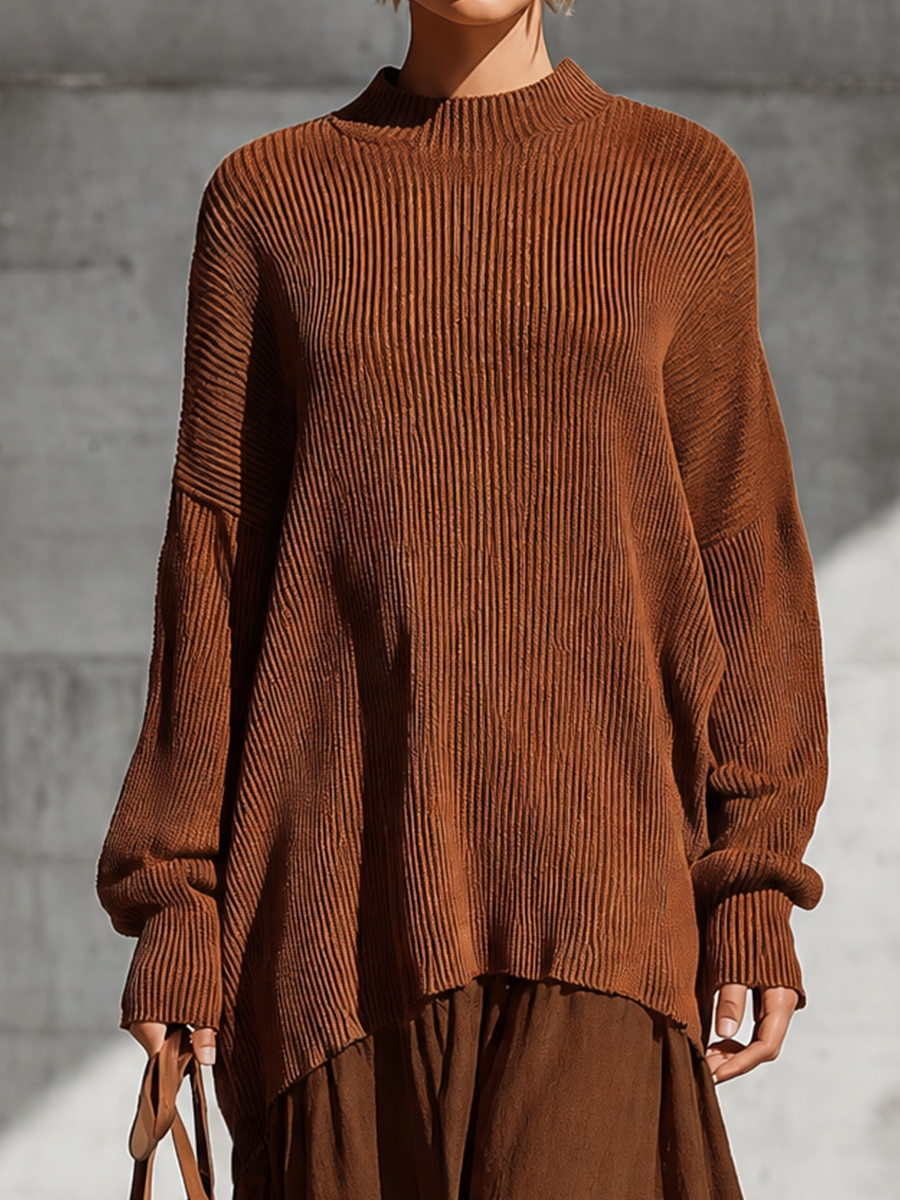 Irene-Penelope | Women's Oversized Knit Lace-Hem Skirt Set