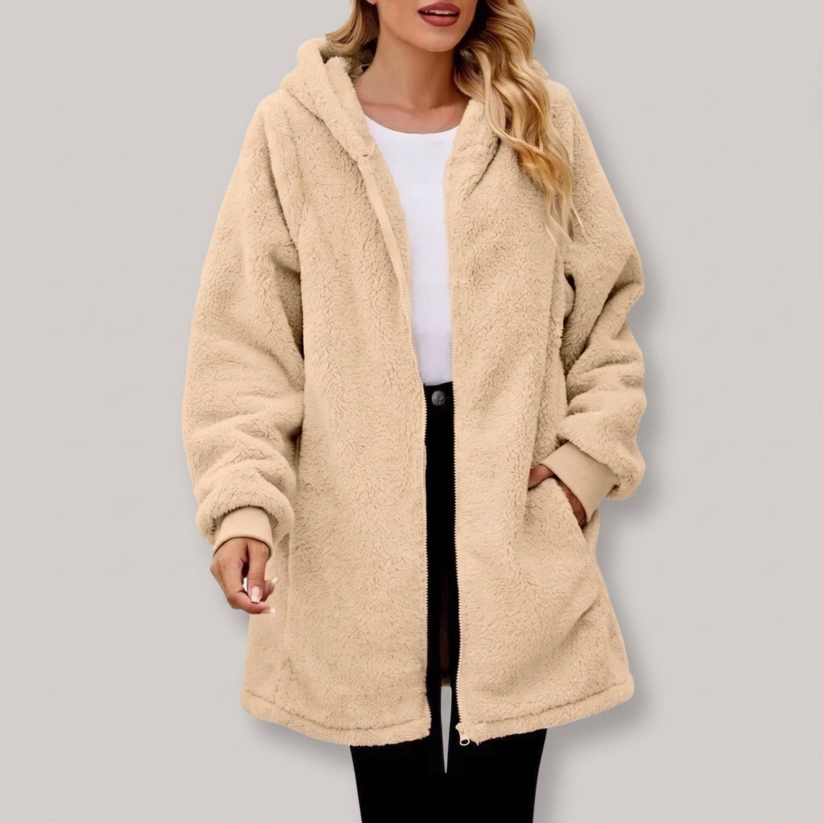 Phyllis | Women's Oversized Longline Fleece Zip Hoodie