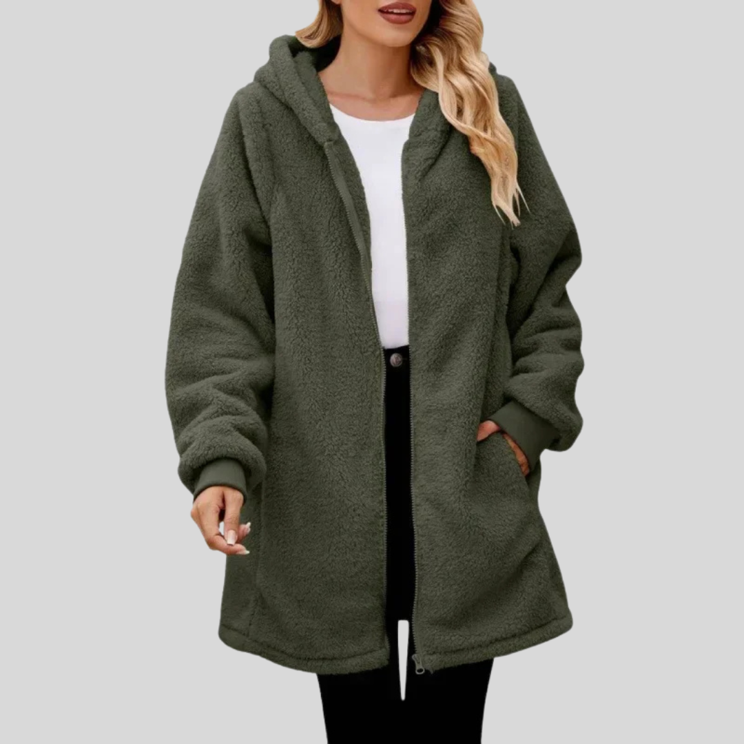 Phyllis | Women's Oversized Longline Fleece Zip Hoodie