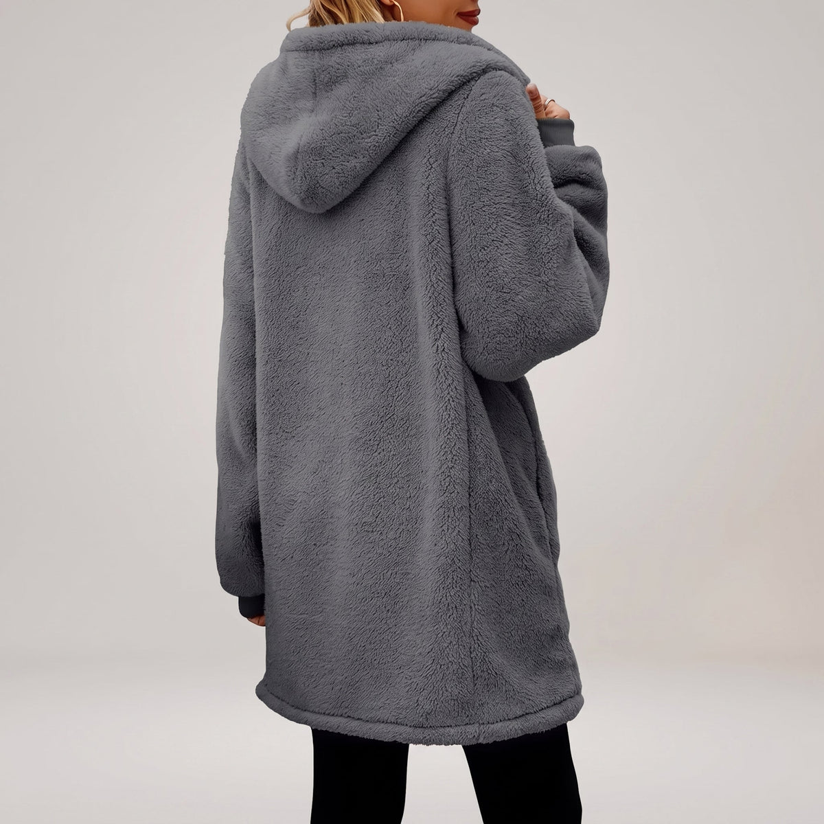 Phyllis | Women's Oversized Longline Fleece Zip Hoodie