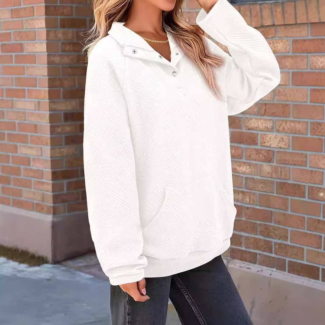 Esther-Patricia | Women's Oversized Textured Hoodie with Henley Placket
