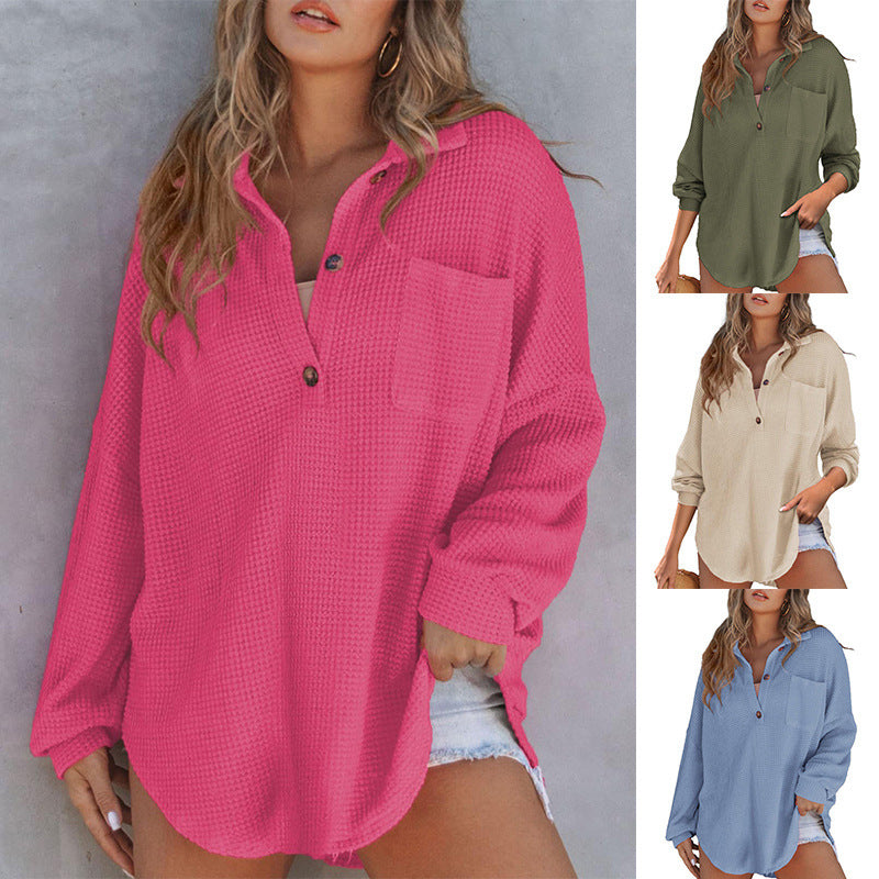 Paloma-Ursula | Women's Oversized Waffle Knit Shirt Tunic