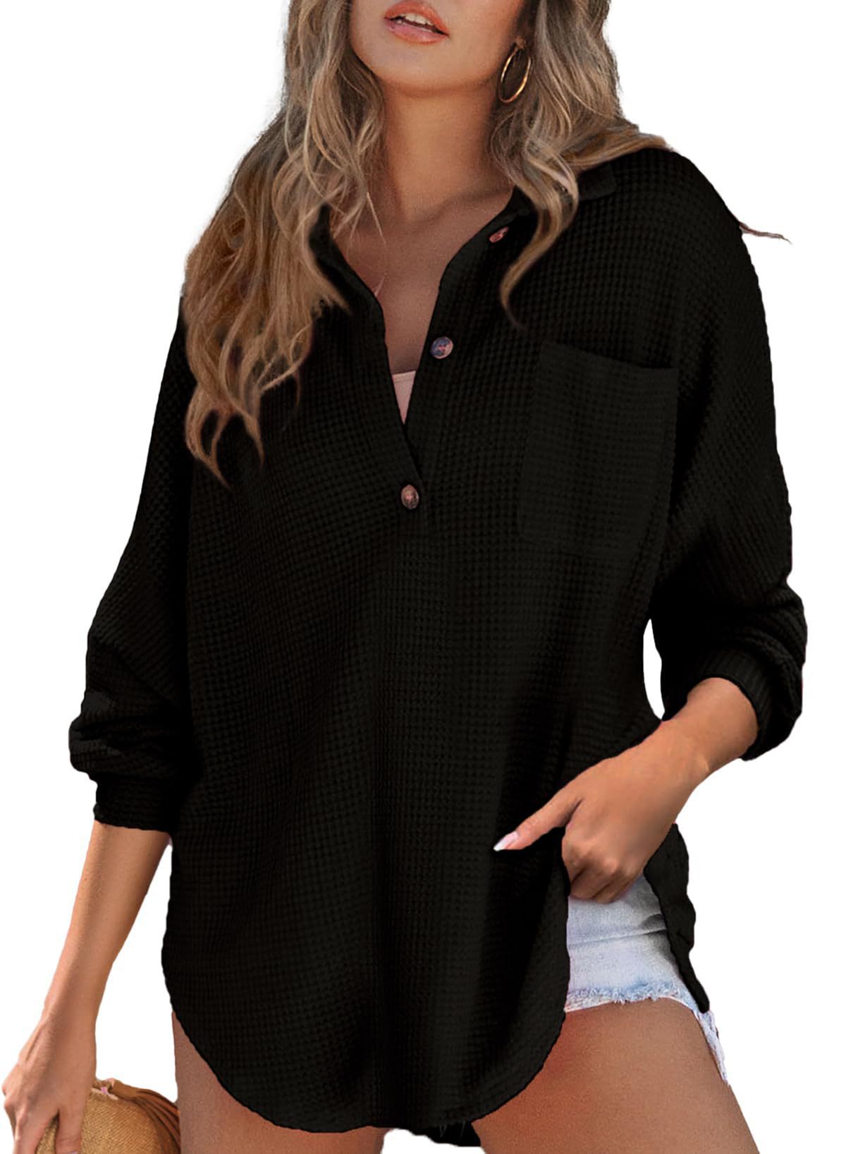 Paloma-Ursula | Women's Oversized Waffle Knit Shirt Tunic