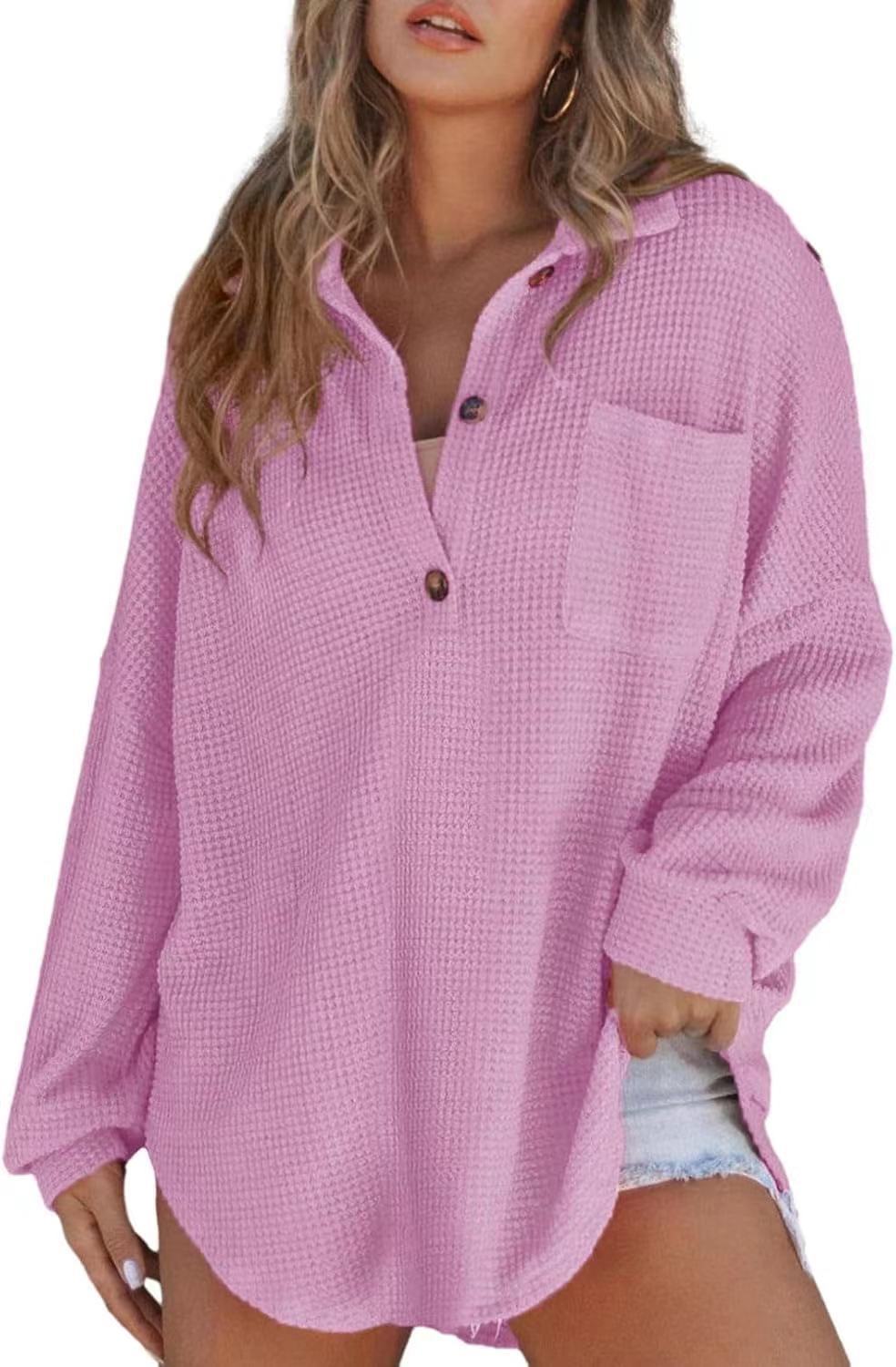 Paloma-Ursula | Women's Oversized Waffle Knit Shirt Tunic