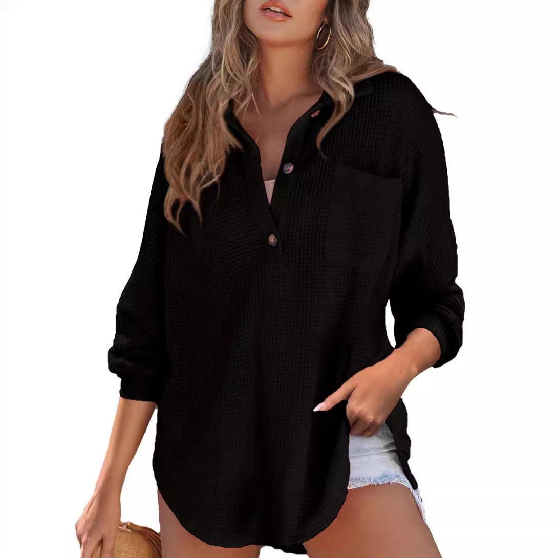 Paloma-Ursula | Women's Oversized Waffle Knit Shirt Tunic