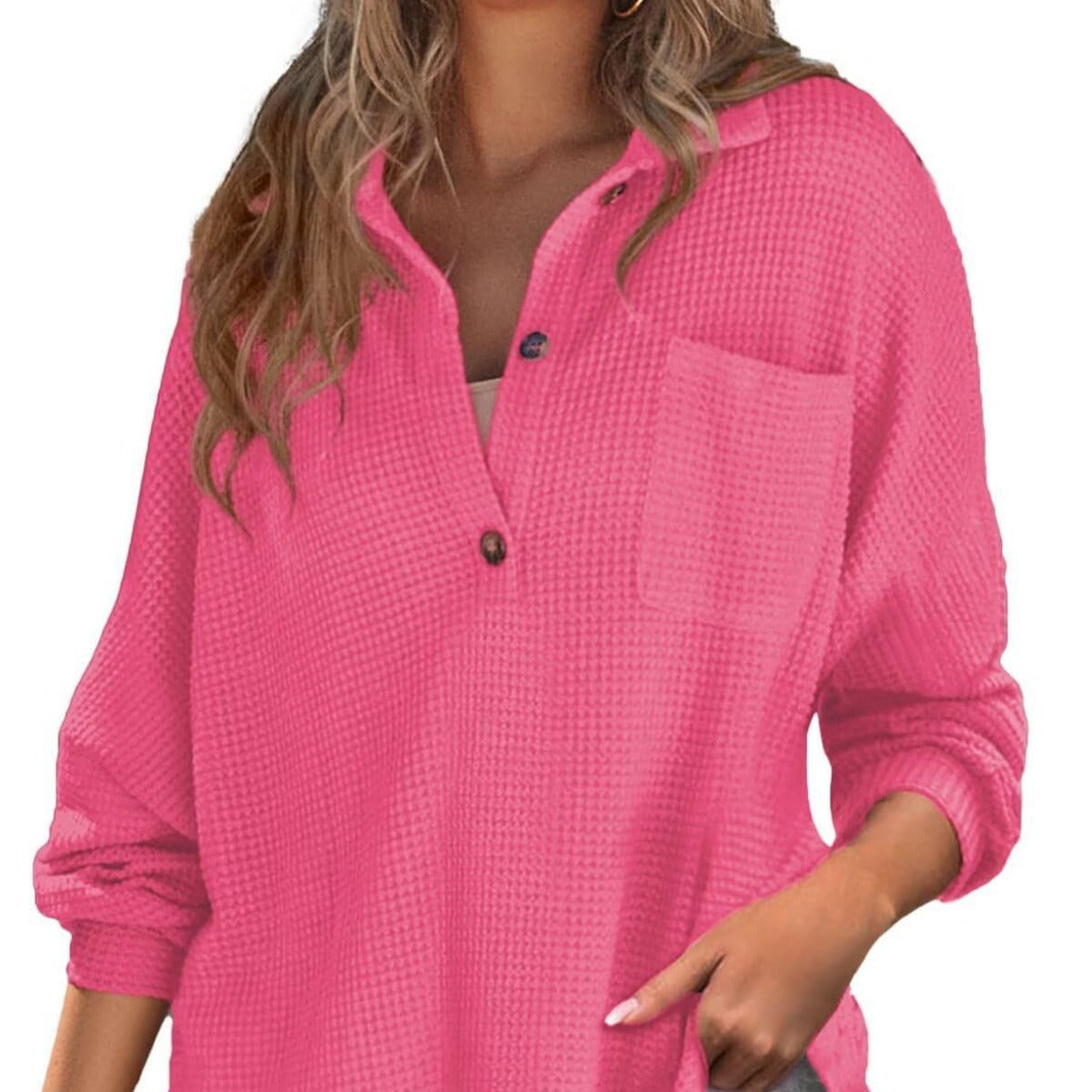 Paloma-Ursula | Women's Oversized Waffle Knit Shirt Tunic