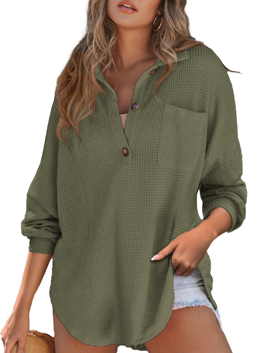 Paloma-Ursula | Women's Oversized Waffle Knit Shirt Tunic