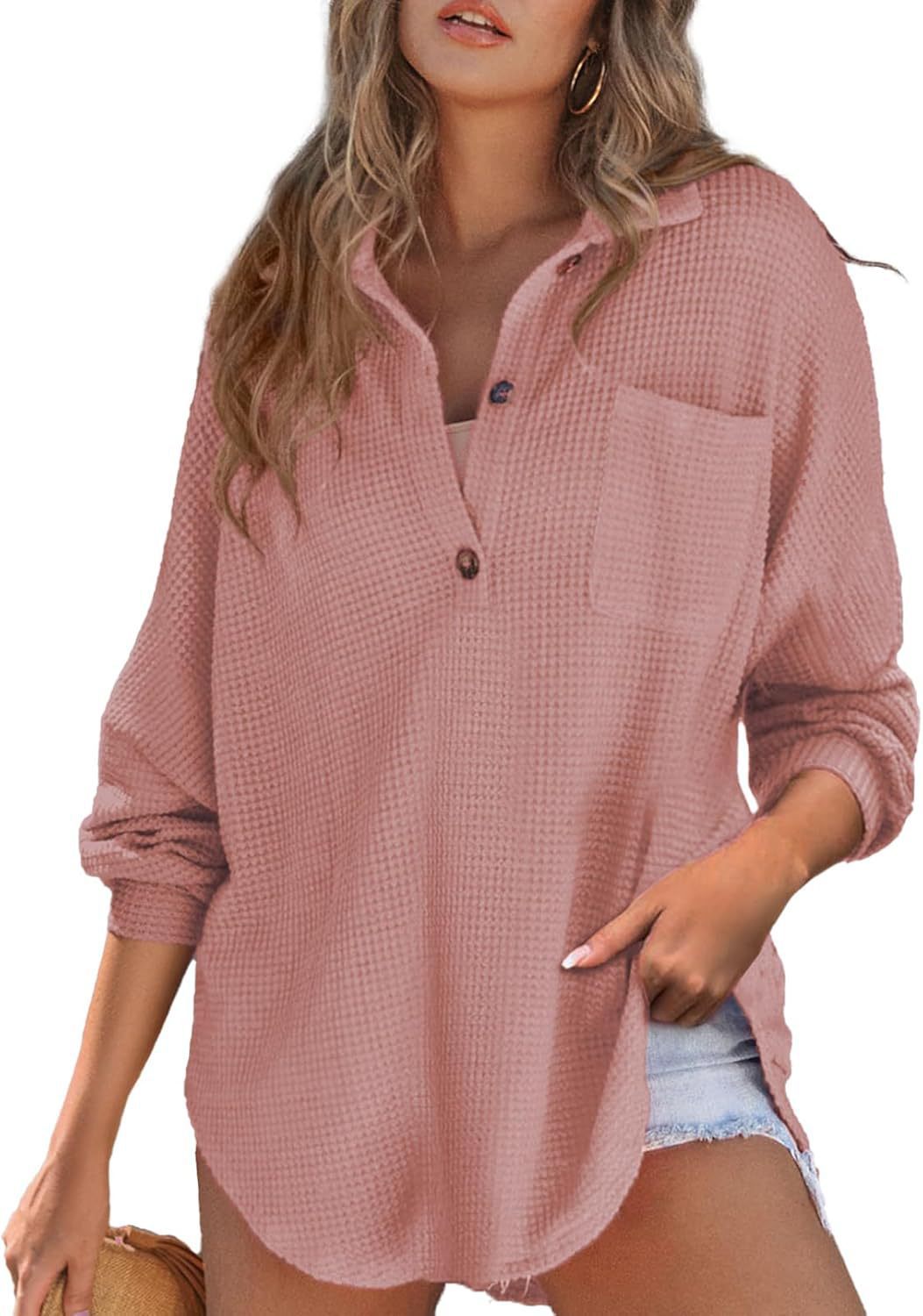 Paloma-Ursula | Women's Oversized Waffle Knit Shirt Tunic