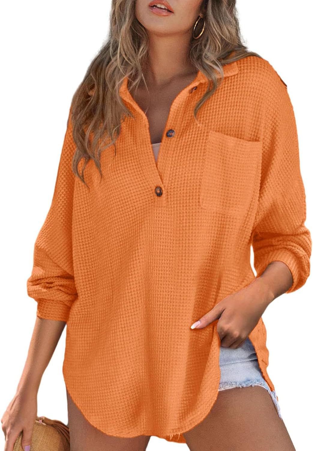 Paloma-Ursula | Women's Oversized Waffle Knit Shirt Tunic