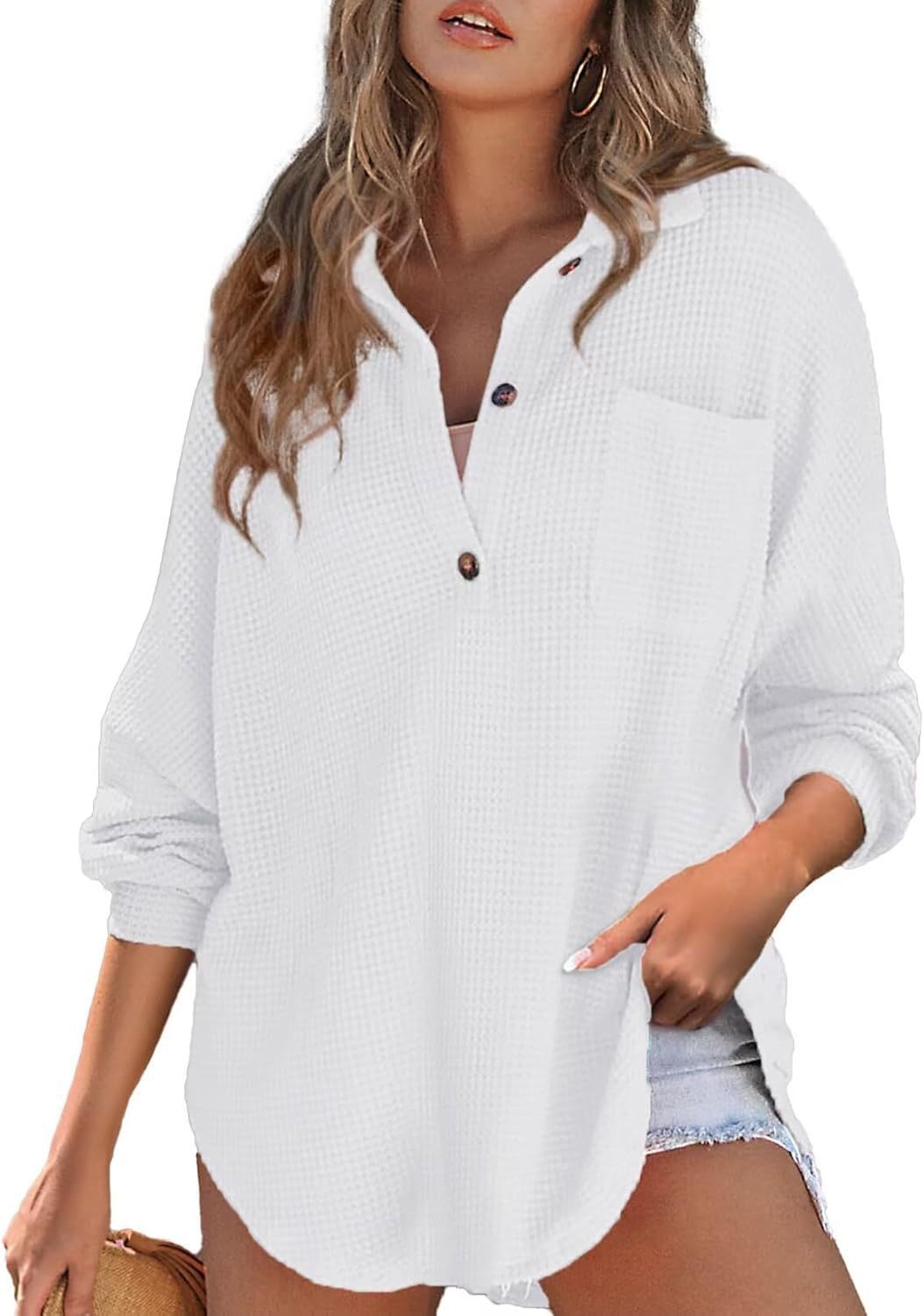Paloma-Ursula | Women's Oversized Waffle Knit Shirt Tunic
