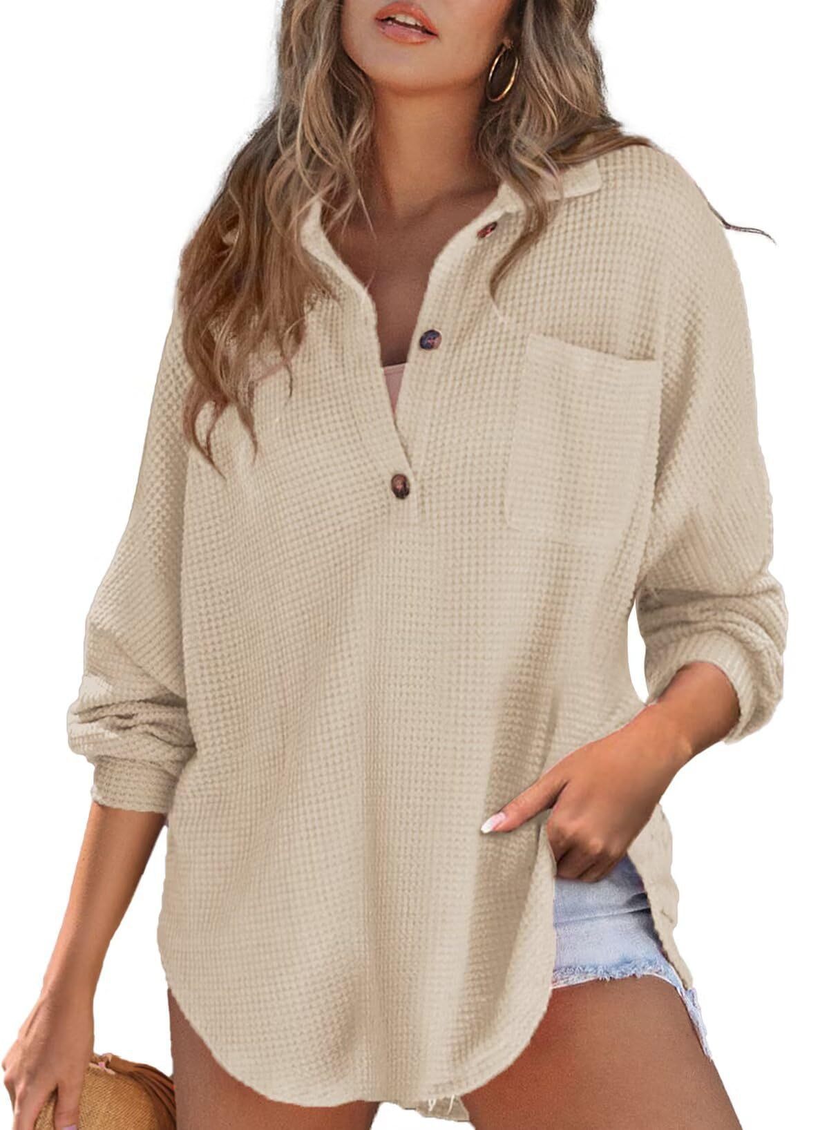 Paloma-Ursula | Women's Oversized Waffle Knit Shirt Tunic