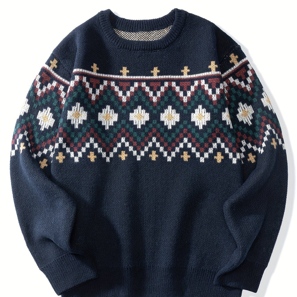Aurelia-Hazel | Women's Patterned Knit Roll Neck Jumper