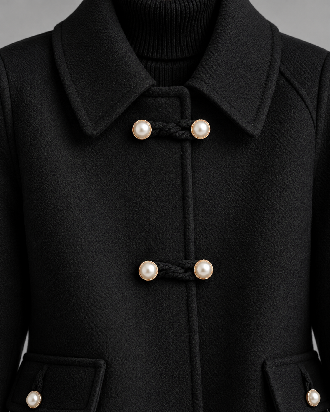Beatrix-Ivy | Women's Pearl-Button Wool Blend Peacoat
